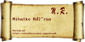 Mihalko Rózsa névjegykártya